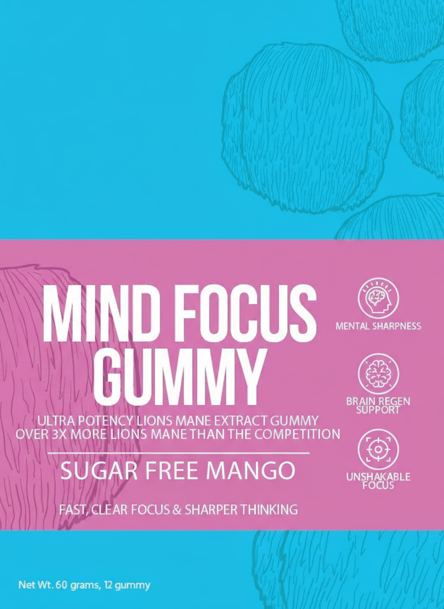 Mango Sugar-Free - Mind Focus Gummy - High PotencY Lion's Mane Extract for the Brain